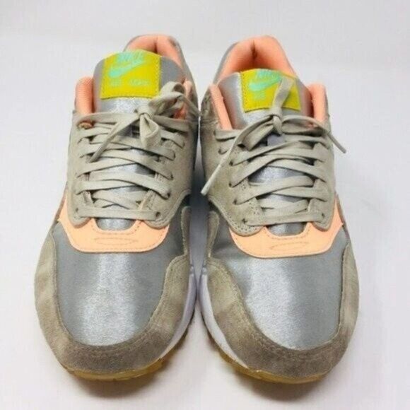 Nike Air Max 1 Premium woman sneakers 7.5 BoxS metallic silver with brown suede - Picture 3 of 8